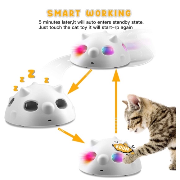 Peek-A-Boo Interactive Robotic Electronic Indoor Self Rolling Cat Feather Toy - Picture 7 of 13